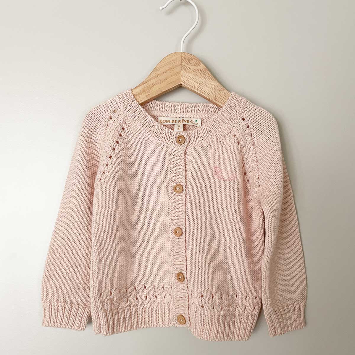 Krämrosa stickad cardigan i 100 % baby alpaca-ull