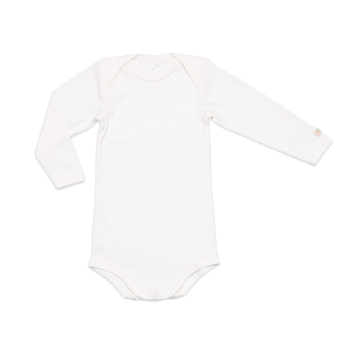 Krämvit body med kuverthals i ekologisk pimabomull