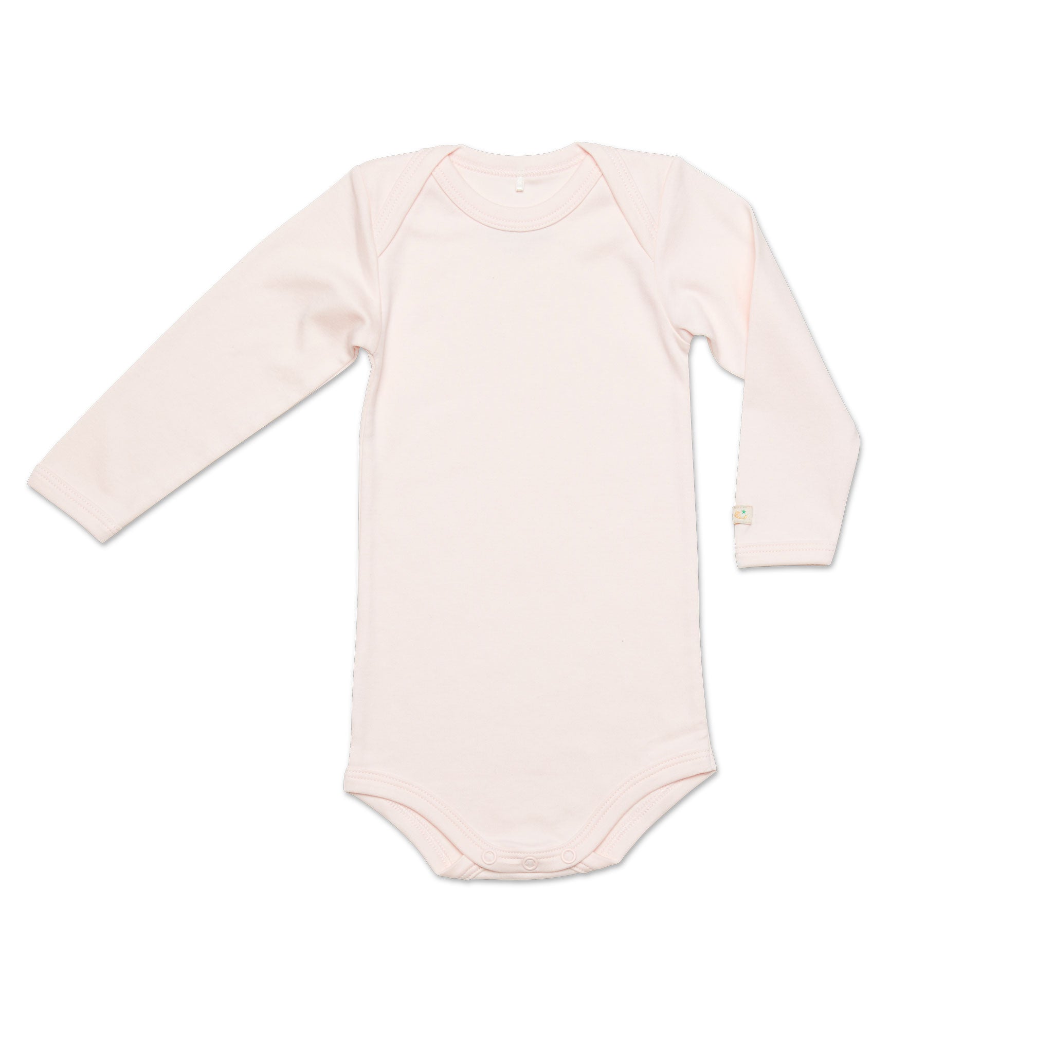 Rosa body för baby med fina detaljer. Ekologiska babykläder tillverkade i GOTS-certifierad pimabomull