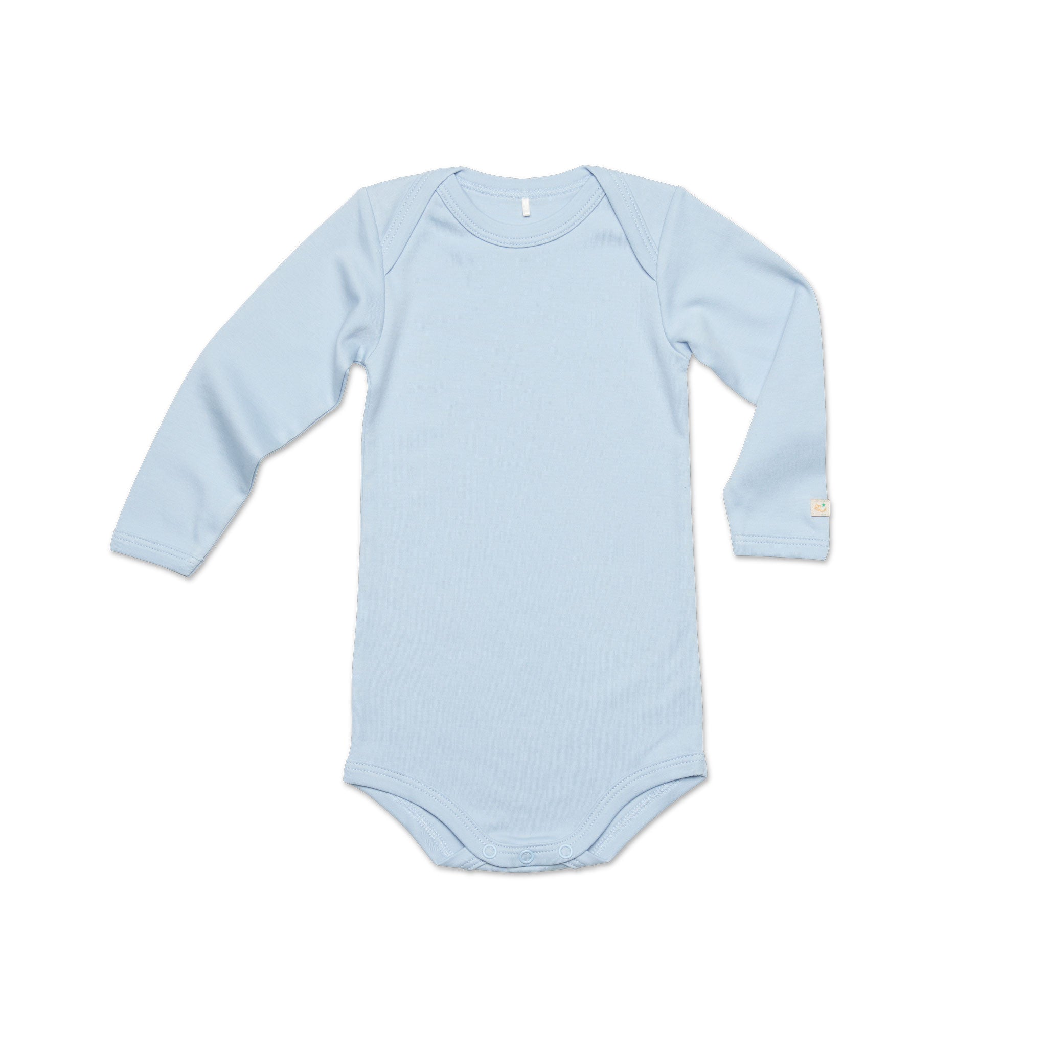 Blå härlig body till bebis tillverkad av finaste ekologiska pimabomull