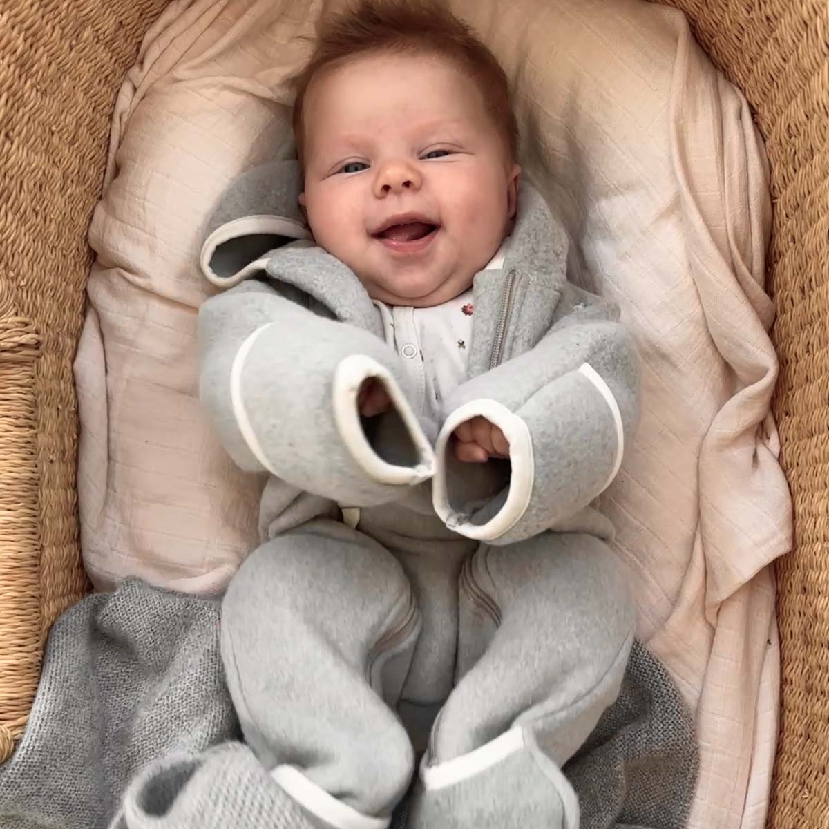 Megeve Baby Overalls Wool Fleece Oatmeal