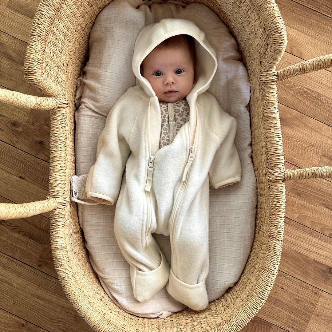 Megeve Baby Overalls Wool Fleece Oatmeal