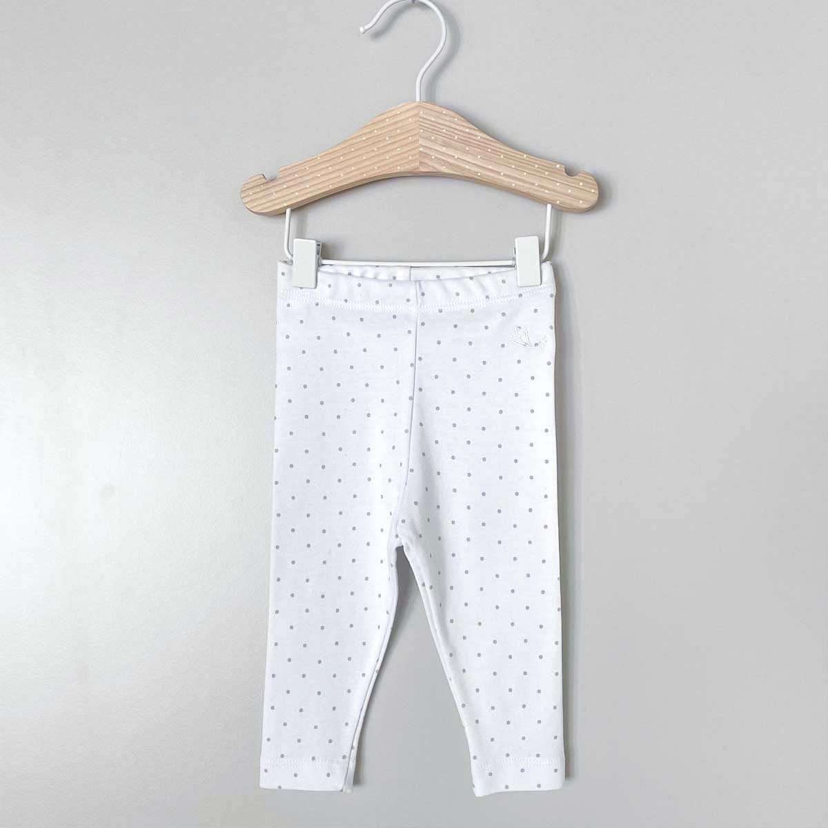 Vita leggings med grå prickar i 100% ekologisk bomull av premiumkvalitet